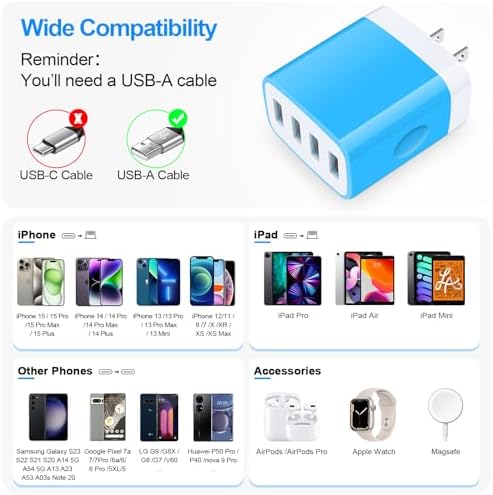 Dual USB Wall Charger 2-Pack – Rapid Charge Block for i Phone, Samsung Galaxy & Google Pixel – Universal Compatibility Power Adapter for Home, Office, and Travel – Fast Charging Technology with Compact Design – Reliable Multi Plug Outlet Solution for All Your Devices