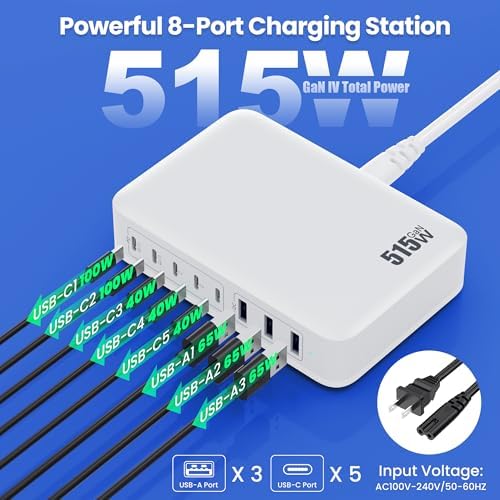 200 W Ga N III USB C Charging Hub – 6-Port Fast Charging Station for Laptops and Devices – PD 65 W Compatible with Mac Book Pro, i Pad, i Phone 15/16, Galaxy S23/S24, Steam Deck & More – Ultimate Universal Charger for Home, Office & Travel