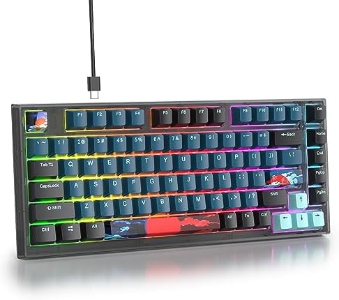 Transform Your Gaming Setup with the 75% Monster B Wired Mechanical Keyboard – 82 Keys, Gasket Mount Design, Hot-Swappable White Switches, RGB Lighting, Programmable Features for Mac/Windows – Unmatched Speed and Comfort for Gamers and Professionals