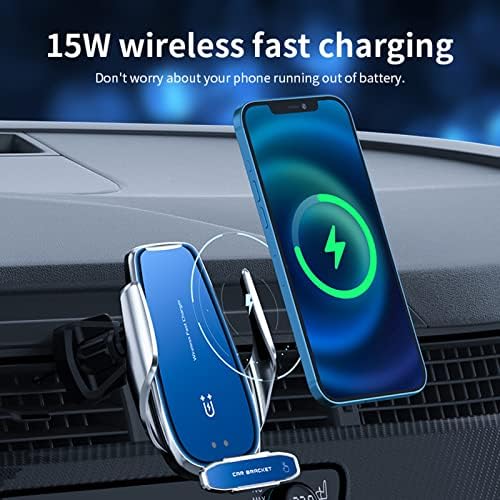 Fast Charging Wireless Car Charger Mount with Auto-Clamping Technology – 15 W Intelligent Induction Holder for All Android Smartphones (Elegant Blue) – Versatile, Secure, and User-Friendly Car Accessory for Effortless Navigation and Connectivity