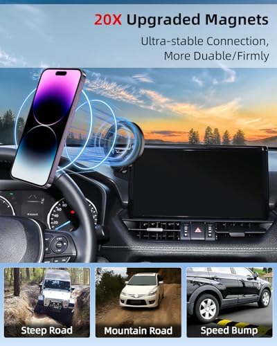 Upgrade Your Toyota Tundra or Sequoia Driving Experience with the 360° Rotating Mag Safe Phone Holder – Premium Dashboard Mount Designed for 2020-2025 Models, Ensures Safety, Accessibility, and Sleek Aesthetics Without Air Vent Obstruction