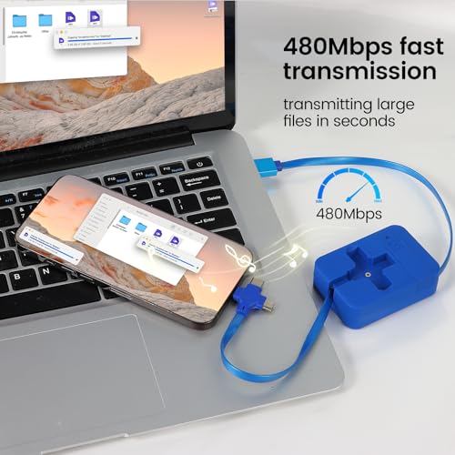 4-Pack Retractable 3-in-1 Charging Cable Set – Versatile 3.28 Ft Fast Charging Solution with IP, USB C, and Micro USB Connectors – Tangle-Free Design for Smartphones, Tablets & More – Stylish Black, Blue, Purple, Pink Options with Handy Phone Holder for On-the-Go Power