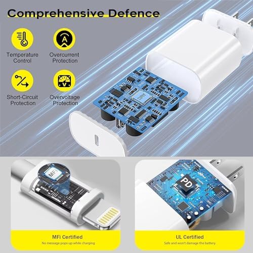 Rapid Charge Bundle: 3-Pack 6 FT USB-C to Lightning Cables for i Phone – Ultra-Fast Charging Compatibility with i Phone 14 Pro Max, 14 Plus, 13, 12 Mini, 11, 10, XS, SE – Durable & Convenient Charging Solution for Home, Office, and Travel