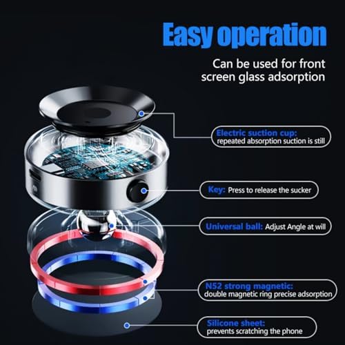 Revolutionary 360-Degree Suction Cup Phone Mount – Universal Magnetic Holder for All Smartphones, Perfect for i Phone and More – Effortless Hands-Free Navigation and Quick Access – Sleek Black Design for Any Car Interior – Ultimate Driving Convenience and Safety