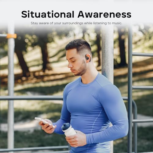 Tribit Open-Ear Bluetooth 5.3 Headphones – IPX5 Waterproof Wireless Earbuds with 104 Hours Playtime, Ergonomic Design for Secure Fit, LED Battery Indicator, and Built-in Microphone – Ideal for Active Lifestyles, Workouts, and Outdoor Adventures