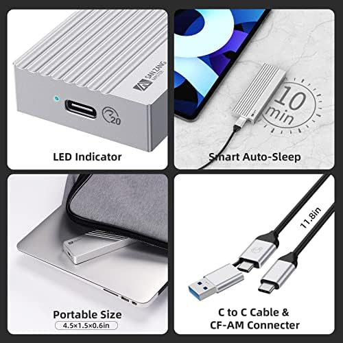 Premium SAN ZANG MASTER M.2 NVMe SSD Enclosure Adapter – High-Speed 20 Gbps USB-C 3.2 Gen2 x2 with Durable Aluminum Design for NVMe PCIe M-Key SSDs (2230/2242/2260/2280) – UASP & TRIM Support for Enhanced Data Transfer and Portability