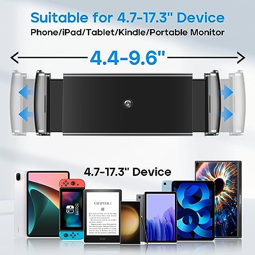 Ultimate ROADOM Adjustable Tablet Stand – 360° Swivel & 180° Tilt for Optimal Viewing Angles, Ergonomic Foldable Holder for 4.7-17.3” Devices, Sleek Aluminum Alloy Design, Perfect Tablet Accessory for Home, Office, or Travel