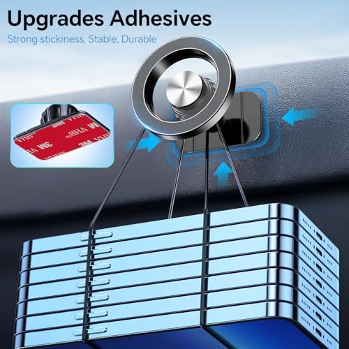 Kaistyle Mag Safe Car Mount: Ultra-Strong 20-Magnet Magnetic Phone Holder with 360° Rotation for i Phone 12-16 Plus | Premium Dashboard Accessory for Safe Navigation | Effortless Installation & Maximum Stability for Modern Drivers