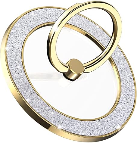 Glamorous Purple Glitter Magnetic Phone Ring Holder for Mag Safe – Secure i Phone Grip with Wireless Charging Compatibility – Elevate Usability and Style Effortlessly