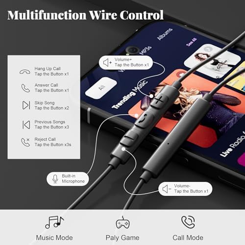 High-Fidelity USB C Earbuds – Lightweight Wired Type C Headphones with Built-In Microphone for Samsung S25/S24 Ultra and i Phone 15/16 Pro Max – Enhanced Audio Experience with In-Line Volume Control – Compatible with Samsung S23/S22/S21, A54 for Unmatched Sound Quality and Comfort