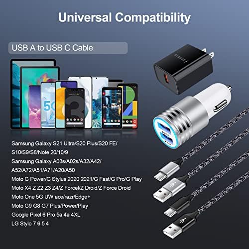Ultra-Fast Android C Type USB C Car Charger for Samsung Galaxy S25 Ultra – 3.4 A Quick Charge Adapter with 3 FT Coiled Cable for Seamless Connectivity on the Go – Compact, Durable, and Perfect for Road Trips and Daily Commutes