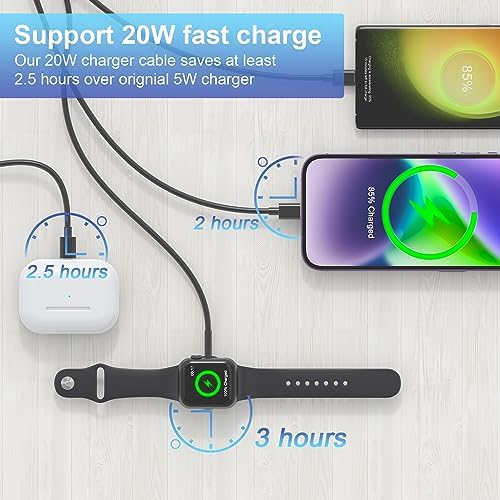 Ultimate 4-in-2 i Watch and i Phone Charging Cable – 6 FT Multi-Device Charger for Apple Watch, i Phone & Air Pods – Fast Charging, Durable & Travel-Friendly Solution for Effortless Power Management