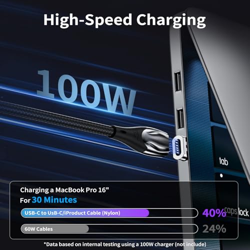 100W Magnetic Charging Cable – 2 in 1Type C & iProducts 5A Fast Charging Cable 480Mbps Data Transfer,Compatible with USB C Device for MaBook Pro/Air,Phone,Pad,S24 and More[3 Pack:3.3/6.6FT] – Enhanced Compatibility and Speed