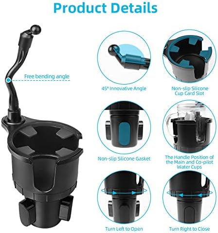 Universal 2-in-1 Car Phone Holder with Adjustable Gooseneck and 360° Rotation – Versatile Cup Holder Extender for 4-7 Inch Smartphones, Perfect for Hands-Free Navigation and Calls while Driving – Easy Installation, Sturdy Base, and Enhanced Compatibility for All Vehicles