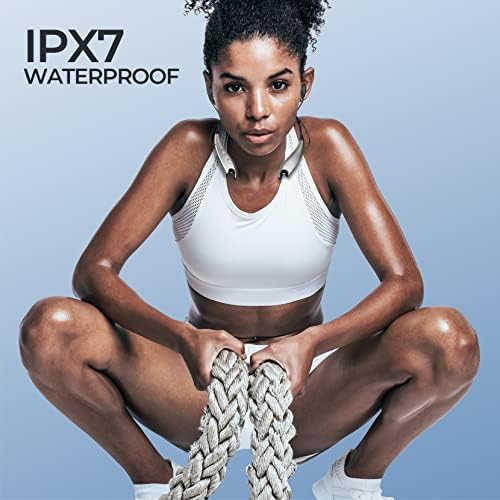 YOSDOM Waterproof Neckband Bluetooth Headphones – 24+ Hour Playtime, Shark Jaw Design for Secure Fit, Noise Isolation & Built-in Mic, Enhanced Compatibility for Active Lifestyles, IPX7 Rated for Gym & Outdoor Use, Call Vibration Alerts for Unmissable Connectivity