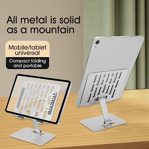 Versatile Adjustable Metal Tablet Stand – Foldable Height-Adjustable Holder for Tablets Up to 12 Inches, Perfect for i Pads and More – Sleek Black Finish for Ultimate Style and Stability in Any Workspace