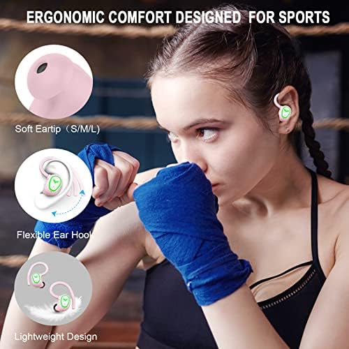 Revolutionary Bluetooth 5.3 Sports Earbuds – Unmatched 48-Hour Playtime, IP7 Waterproof, and Enhanced Noise-Cancellation Microphones for Crystal-Clear Audio – Ergonomic Earhook Design for Unwavering Stability During Intense Workouts and Outdoor Adventures