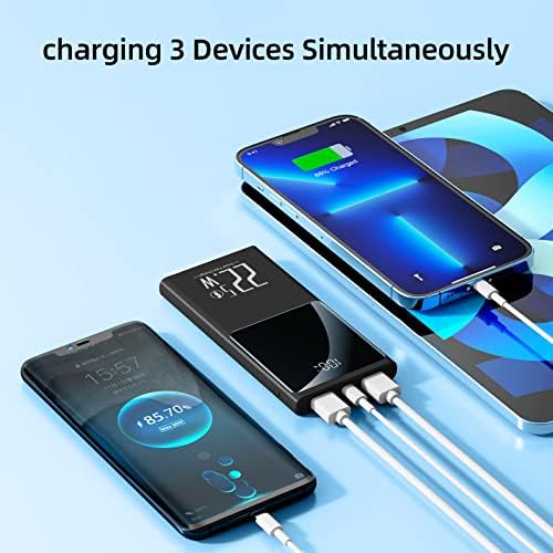 Ultra-Slim 10000 m Ah Portable Charger with 22.5 W Fast Charging – Compact Power Bank for i Phone 12-16, Samsung, Google & Android Devices – LCD Display & Dual USB-C Ports for Effortless Charging on the Go