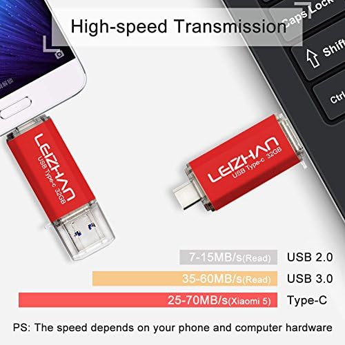 Leizhan 256 GB 2-in-1 USB 3.0 & Type-C Flash Drive – High-Speed Data Transfer & Versatile Storage Solution for Laptops and Smartphones – Compact Durable Design for On-the-Go Convenience