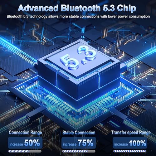 Bluetooth 5.3 Wireless Earbuds for Ultimate Audio Freedom – Hi-Fi Stereo Sound with 4-Mic Noise Cancellation, 40-Hour Playtime, IP7 Waterproof Protection, Quick USB-C Charging & Dual LED Battery Indicator for Unmatched Comfort and Clarity