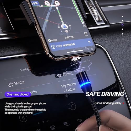 Magnetic 3-in-1 Charging Cable Set – 5 Pack of 1 Ft Durable Nylon Braided Fast Charge Cables for USB Type-C, Micro USB & i OS Devices – 360° Magnetic Connection for Hassle-Free Power on the Go