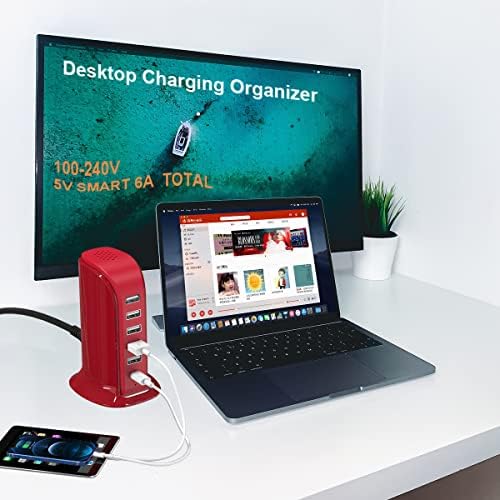 Kawaii-Inspired 6-Port USB Charging Hub: Ultimate Fast Charger for i Phones, Androids & More – Compact Multi-Device Power Station with 1 USB-C & 5 USB-A Ports for Effortless Travel & Home Connectivity, Tangle-Free Solutions for Modern Users