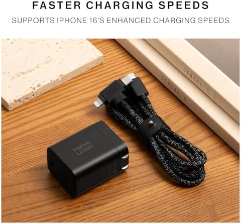 Eco-Friendly Native Union 45 W Ga N USB-C Charger – Ultra-Compact Fast Charging Solution for Mac Book, i Pad, i Phone, Pixel, Galaxy & More – Smart Power Delivery for Optimal Performance – Made from Recycled Materials – Perfect for Travel and Daily Use