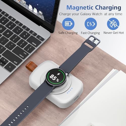 Sleek 1800 m Ah Magnetic Wireless Charger for Samsung Galaxy Watch Series – Ultimate On-the-Go Power Solution for Galaxy Watch 7/Ultra/6/6 Classic/5/5 Pro/4/3/Active 2/1 – Fast, Compact, and Stylish Charging Accessory for Your Smartwatch Lifestyle