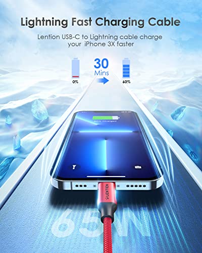 LENTION MFi Certified USB C to Lightning Charging Cable – 3.3 ft Durable Nylon Braided Fast Charger for i Phone 13/12/11/Pro/Max/X/XR/SE/i Pad Air/Pro/Mini – Enhanced Power Delivery & Stylish Space Gray Design for Ultimate Compatibility