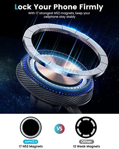 Tri-Pivot Magnetic Wireless Cup Holder Charger for i Phone 12-16 Series – Fast Charging with Cooling Fan, Adjustable Car Mount for Secure Device Support – Includes Car Adapter for Seamless Compatibility