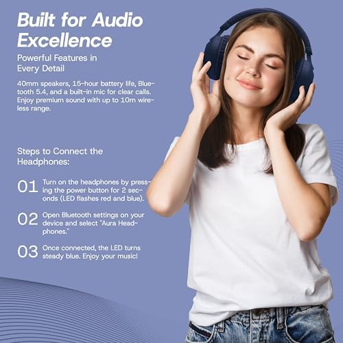 Gabba Goods Aura Elite Premium Wireless Over-Ear Headphones – Unmatched High-Resolution Audio with Built-In Mic, SD Card Compatibility & 6-Hour Battery Life – Perfect for Gamers, Travelers, and Professionals – Chic Black Design for Audiophiles and Everyday Users