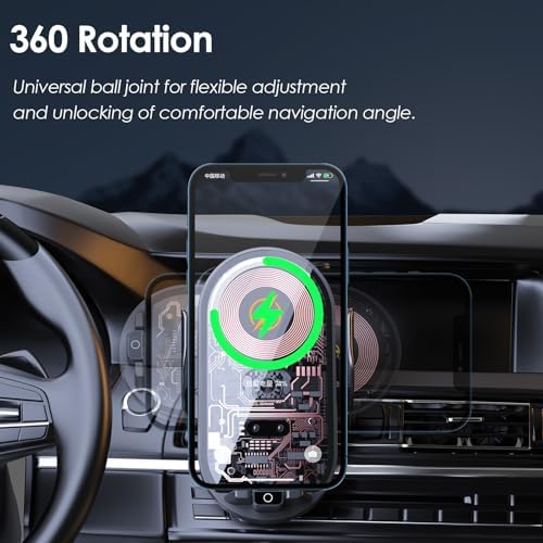 Smart Auto-Clamping Car Charger Mount for i Phone & Samsung – Fast Wireless/Wired Charging Holder for Enhanced Road Safety & Convenience – Versatile Compatibility with i Phone 15/14/13/12/11 & Galaxy S23/S22/S21/S20/S10+/S9+/Note 9 – Effortless Installation & Adjustable Viewing Angles