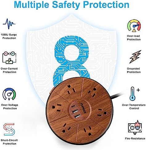 TOPREK Ultra-Slim 5-Outlet Power Strip with USB-C and USB-A Ports – 5 FT Flat Extension Cord Surge Protector for Efficient Charging in Home, Office, and Travel – Compact Design for Enhanced Portability and Safety