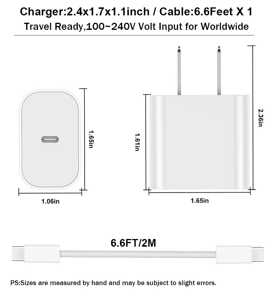 High-Performance 30 W USB-C Fast Charger for i Pad Pro, Air, and Mini – Includes 6.6 Ft Durable Braided Cable for Rapid Charging and Enhanced Device Compatibility – Ideal Power Delivery Solution for 2018-2025 Models