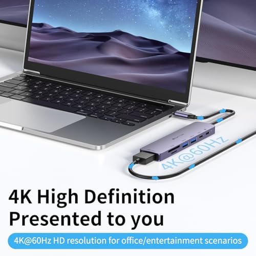 Transform Your Mac Book Pro into a Powerhouse with Our 4 K60 Hz USB C Hub – Ultimate Multi-Port Adapter for Lightning-Fast Data Transfers, PD 100 W Rapid Charging, and Dual SD/TF Card Readers – Ideal for Professionals and Creative Minds
