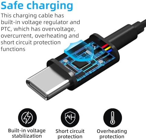 USB-C Charging Cable for Ray-Ban Meta Wayfarer Smart Glasses (RW4006 & RW4008) – 3.9 ft Tangle-Free TPE/TPU Design with Voltage Stabilizer & PTC Protection for Rapid Charging with Power Banks, Laptops, Phones, and Cars – Ultimate Compatibility and Efficiency