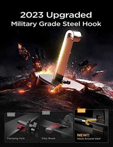 LISEN Ultra-Stable Car Phone Mount – Adjustable Vent Holder with Steel Hook Clip, Compatible with i Phone 15/14/13 Pro & Samsung Galaxy S22/S21 – Enhanced Airflow, Secure Grip & 360° Rotation for Safe Hands-Free Driving