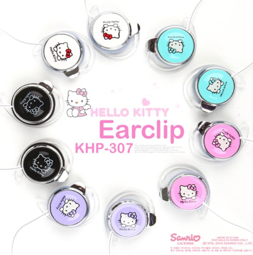 Hello Kitty KHP-317 Earphones – Stylish Black Ear Clips for Ultimate Comfort, Exceptional Sound, and Universal Device Compatibility for All-Day Listening Bliss