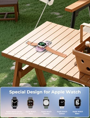 Portable Magnetic Wireless Charger for Apple Watch – 1200 m Ah Keychain Power Bank for Effortless Charging on the Go – Universal Compatibility with All Apple Watch Series Including Ultra Models – Ideal Fast Charging Solution for Active Lifestyles