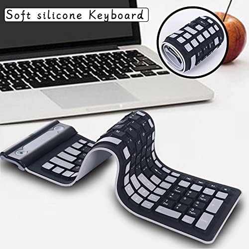 Portable 2.4 G Wireless Silicone Keyboard – Flexible, Rollable, and Waterproof Design for On-the-Go Typing – Full Size 107 Keys for Laptop, PC, and Notebook – Lightweight, Dustproof Travel Companion for Effortless Typing Anywhere
