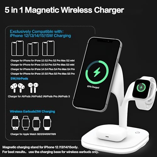 Ultimate 3-in-1 Portable Wireless Charger Stand for Apple Devices – Fast Charging Station for i Phone 15/14/13/12, Apple Watch Series 1-9/Ultra & Air Pods Pro, Sleek & Travel-Friendly Design for On-the-Go Power Management