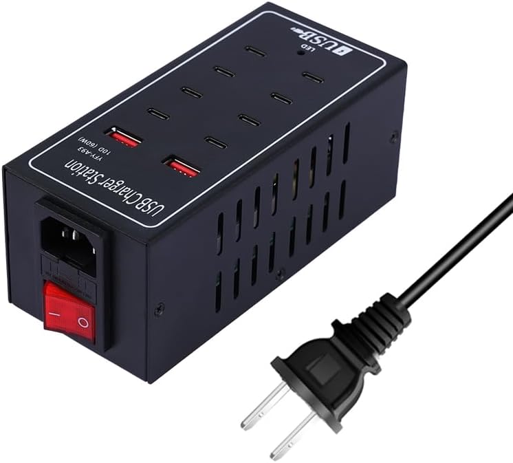 Ultimate 10-Port USB Charging Hub – Fast 60 W Power Delivery Multi-Port Charger for i Phone 13/14/15, Tablets & More – Intelligent Overcharge Protection for Home, Office, and Public Use – Sleek Desktop Accessory for Efficient Device Management