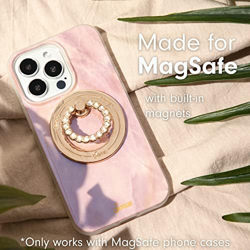 Elevate Your i Phone Experience with the Sonix Magnetic Phone Grip – Stylish Rhinestone Ring Holder for i Phone 12, 13, 14, 15 Series – Effortless 360° Rotation and Secure Mag Safe Compatibility – Sleek Silver/Clear Design for Ultimate Functionality and Fashion