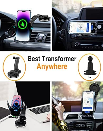 Effortless Fast Charging Wireless Car Mount – 15 W Intelligent Auto-Clamping Qi Charger for i Phone & Android Smartphones – Versatile 360-Degree Rotation Holder for Seamless Navigation – Ultimate Convenience in Car Accessories