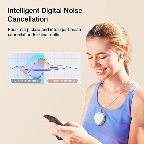 Stylish Bluetooth Earphones for Women – Pendant Necklace Design Wireless Headphones with Advanced Noise Cancellation, 30-Hour Playback, and IPX5 Waterproof Feature for i Phone & Android – Perfect Blend of Elegance and Functionality