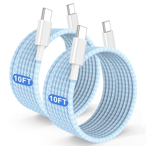 Premium 10 ft USB C to C Fast Charging Cable – 60 W High-Speed Charger for Apple i Phone 16 Pro Max, Mac Book Pro, i Pad & Samsung Galaxy – Durable, Flexible, and Stylish Green Design for Enhanced Device Compatibility and Rapid Power Delivery