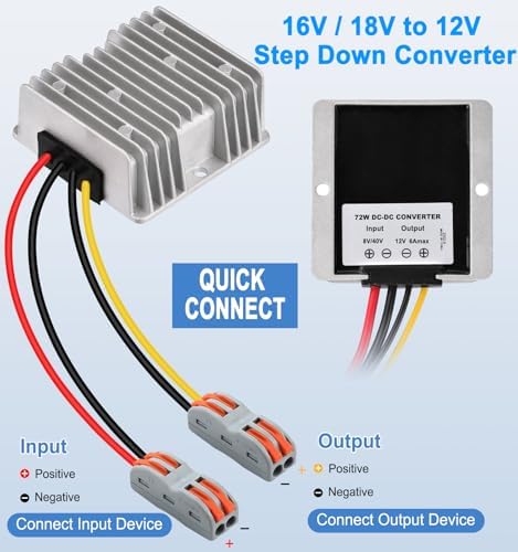 High-Performance 48 V to 12 V DC-DC Step Down Converter by Eagwell – 120 W Power Supply with Built-in Fuse for Maximum Safety – Perfect for Golf Carts, Scooters, RVs, and Marine Use – Reliable Voltage Reduction for Enhanced Device Efficiency and Versatility
