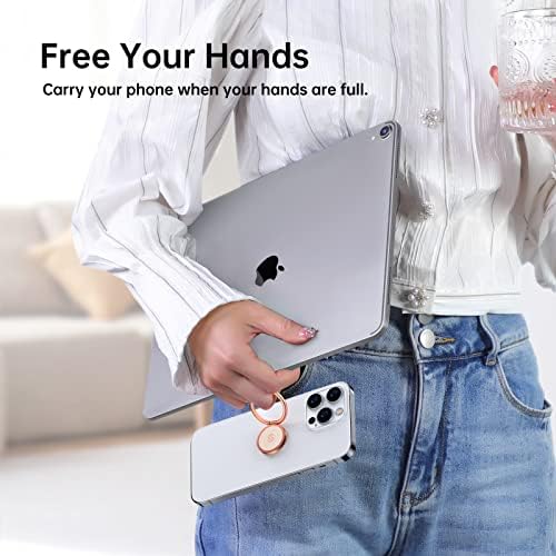 Sparkling 360° Rotation Phone Ring Holder – Bling Bling Finger Kickstand for Enhanced Grip and Stability – Premium Zinc Alloy Design for i Phone, Samsung, Pixel & All Smartphones – Secure Adhesive, Versatile Stand, and Magnetic Car Mount Compatible – Glitter Silver Finish for a Touch of Elegance