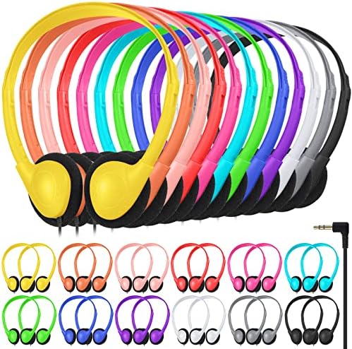 Bulk 36-Pack Kids Over-Ear Headphones – Yunsailing Adjustable Classroom Headsets with 3.5 mm Plug for Ultimate Learning & Engagement, Comfortable & Durable Wired Earphones for Students