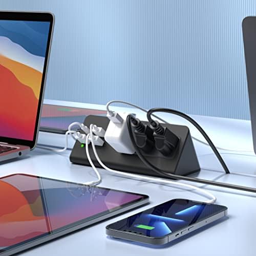 Edge Mount Power Strip with USB-C & AC Outlets – 3 AC Sockets and 4 Fast-Charging USB Ports for Home, Office, and Dorm – Desk Clamp Surge Protector, Compact Design for Enhanced Convenience and Safety – Black (2-Pack)